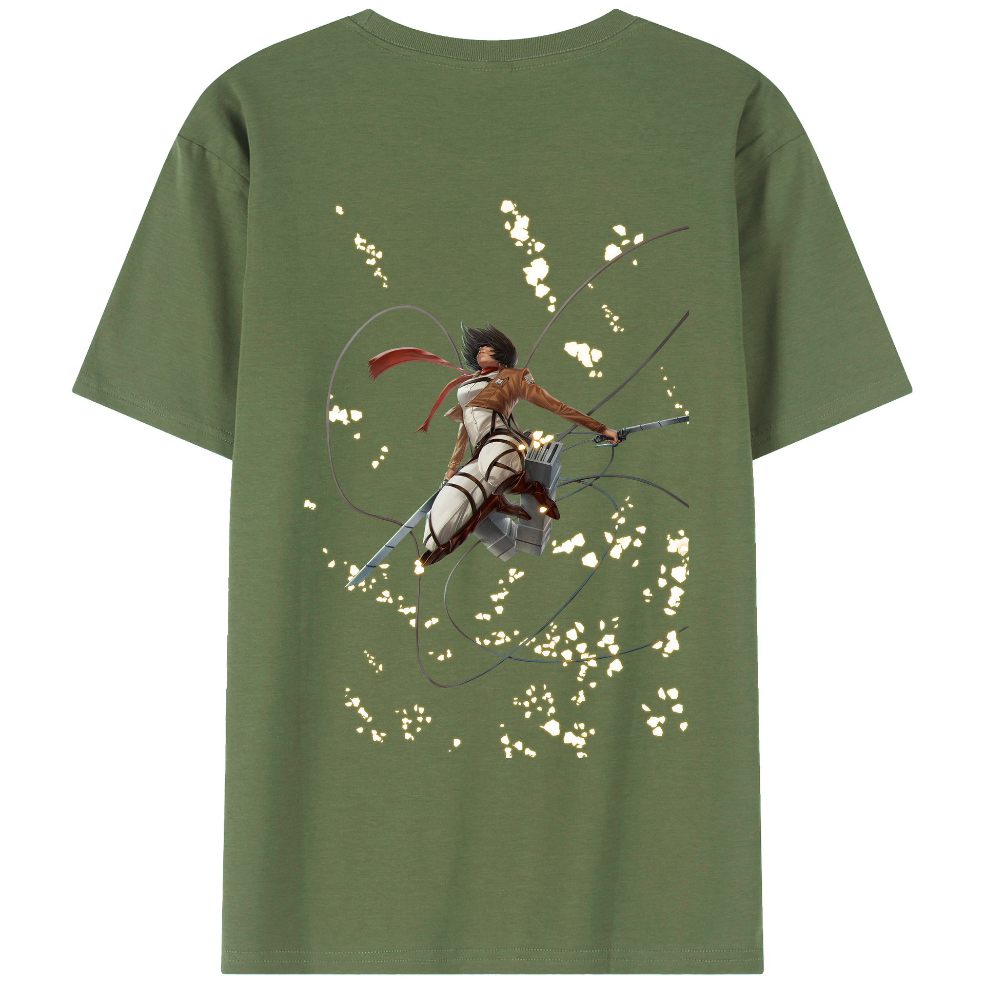 （画像用） 進撃の巨人 ミカサ·アッカーマン Attack on Titan Mikasa Ackerman 綿100％ メンズ半袖Tシャツ（バックプリント） 通気性